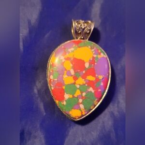 Jasper . 925 Sterling Silver 2 1/2" Pendant